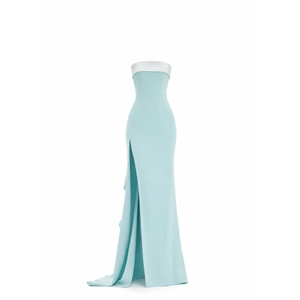 Avaro Figlio Strapless Bustier Maxi Dress With Slit