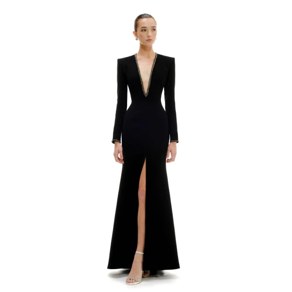 Avaro Figlio Suited Silhouette Maxi Dress With Long Sleeves, view 3