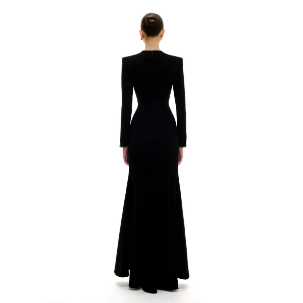 Avaro Figlio Suited Silhouette Maxi Dress With Long Sleeves, view 4