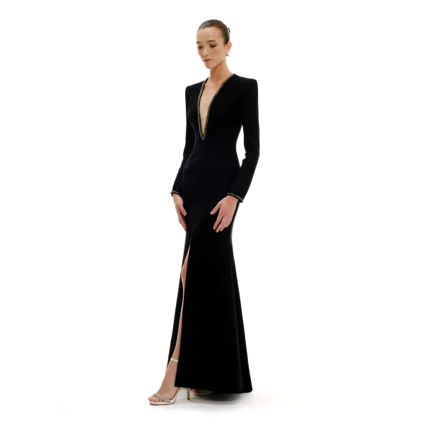 Avaro Figlio Suited Silhouette Maxi Dress With Long Sleeves, view 5