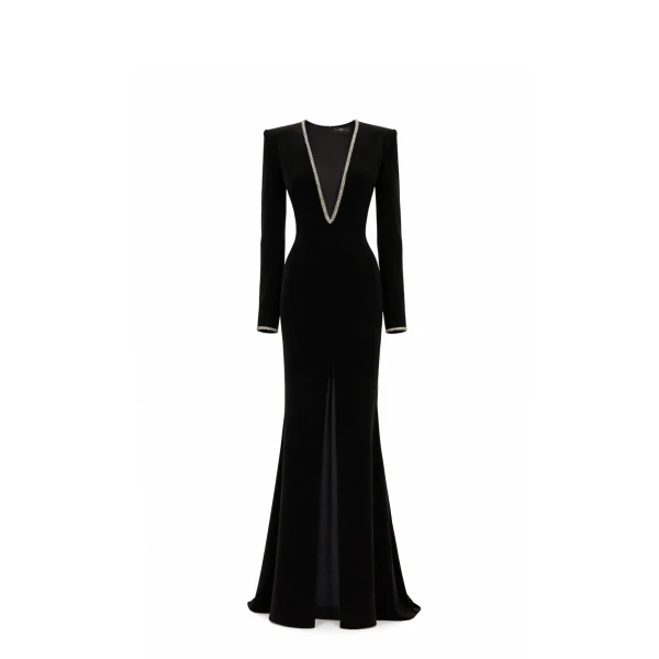 Avaro Figlio Suited Silhouette Maxi Dress With Long Sleeves