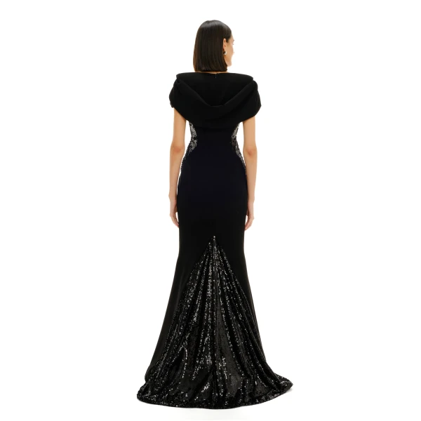 Avaro Figlio V-Neck Mermaid Gown With Sequin Inserts, view 4