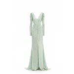 Avaro Figlio Wrap Around Long Sleeve Sequin Dress