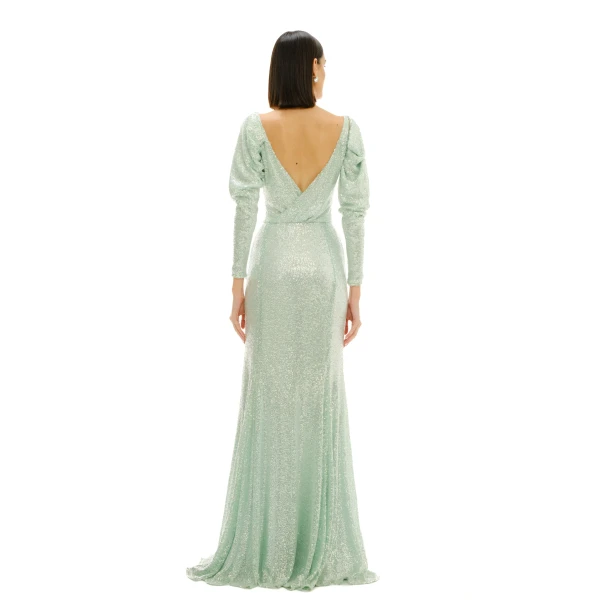 Avaro Figlio Wrap Around Long Sleeve Sequin Dress, view 4