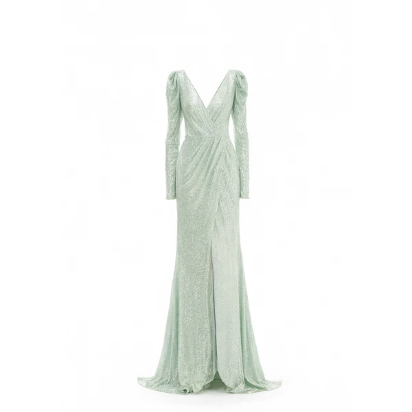 Avaro Figlio Wrap Around Long Sleeve Sequin Dress