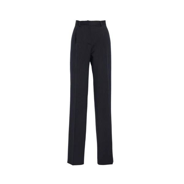Brandon Maxwell Anja Trouser in Black and Navy Pinstripe