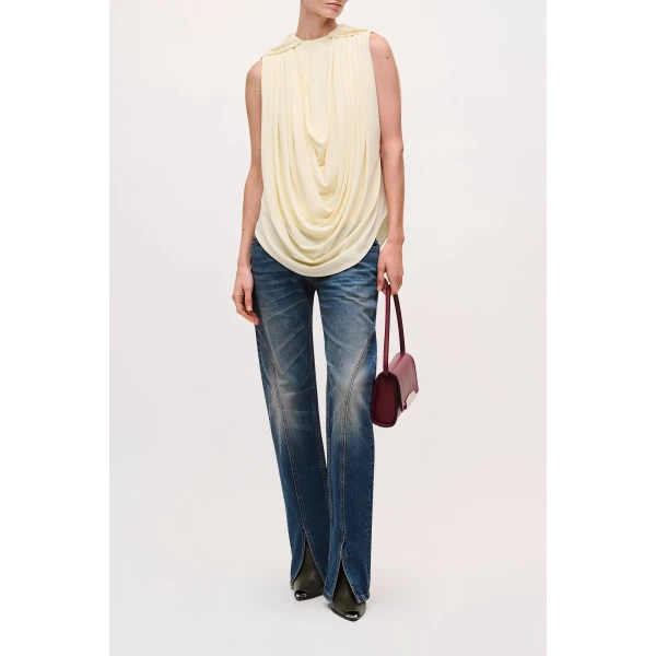 Brandon Maxwell Astor Top in Butter Yellow, view 2