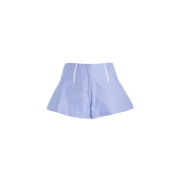 Brandon Maxwell Cricket Shorts in Blue Herringbone