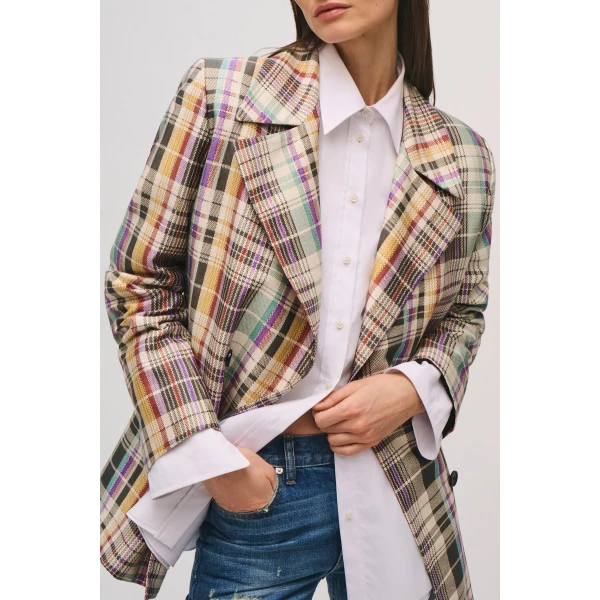 Brandon Maxwell Delaney Jacket in Multicolor Plaid, view 2