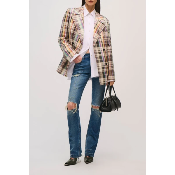 Brandon Maxwell Delaney Jacket in Multicolor Plaid, view 3