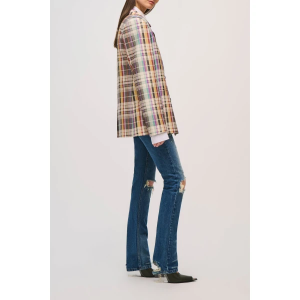Brandon Maxwell Delaney Jacket in Multicolor Plaid, view 4