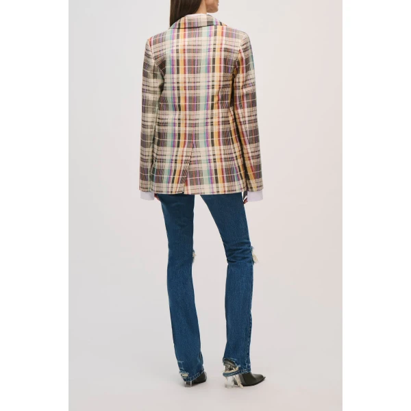 Brandon Maxwell Delaney Jacket in Multicolor Plaid, view 5