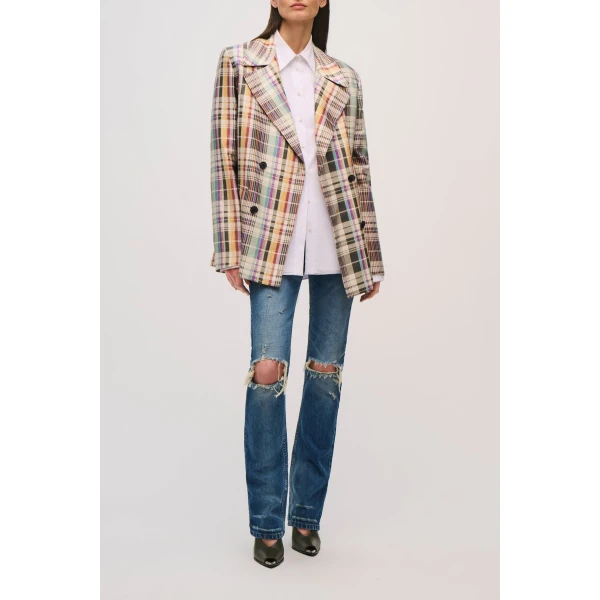 Brandon Maxwell Delaney Jacket in Multicolor Plaid, view 6