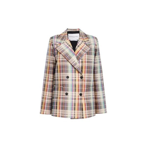 Brandon Maxwell Delaney Jacket in Multicolor Plaid