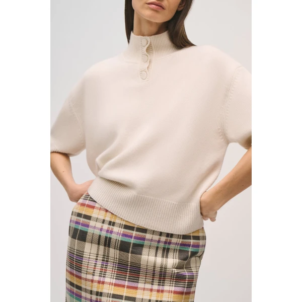 Brandon Maxwell Kinley Sweater in Ivory, view 3