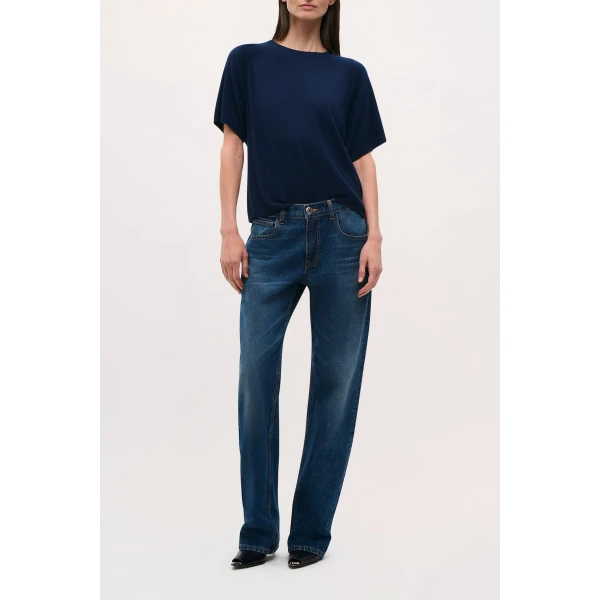 Brandon Maxwell Lee Tee in Navy Top, view 2