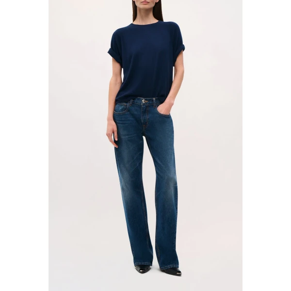 Brandon Maxwell Lee Tee in Navy Top, view 3
