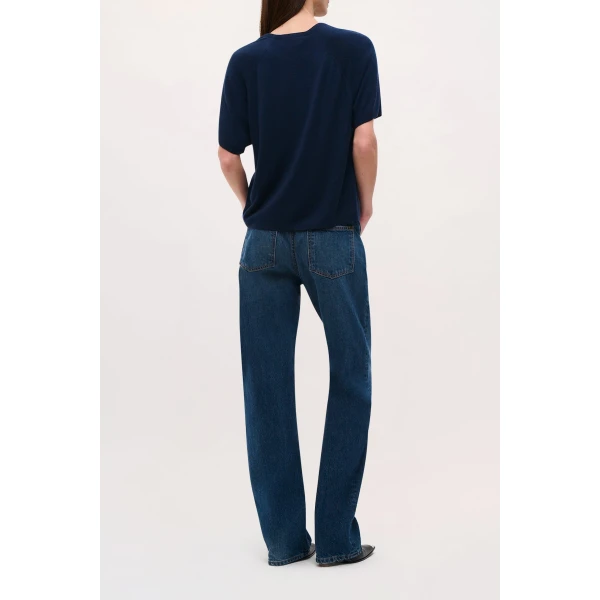 Brandon Maxwell Lee Tee in Navy Top, view 4