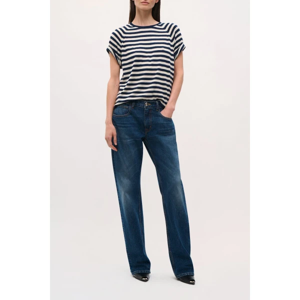 Brandon Maxwell Lee Tee in Navy/White Stripe Top, view 4