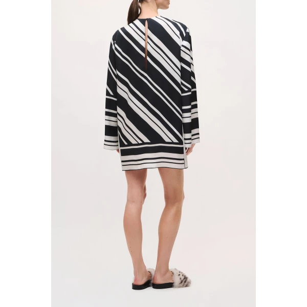 Brandon Maxwell Leni Tunic in Black/White Stripe, view 4
