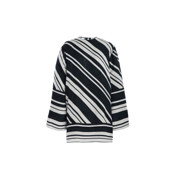 Brandon Maxwell Leni Tunic in Black/White Stripe