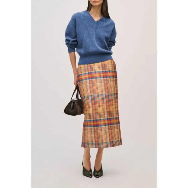 Brandon Maxwell Maris Sweater in Blue Cashmere, view 2