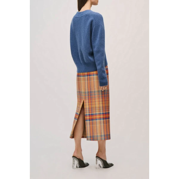 Brandon Maxwell Maris Sweater in Blue Cashmere, view 4