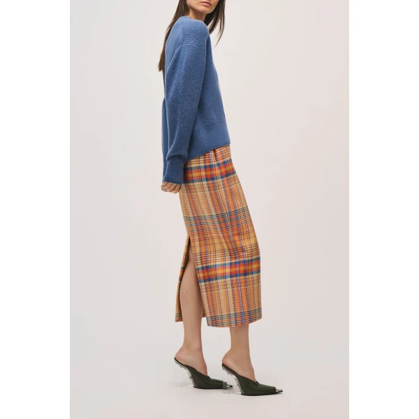 Brandon Maxwell Maris Sweater in Blue Cashmere, view 5