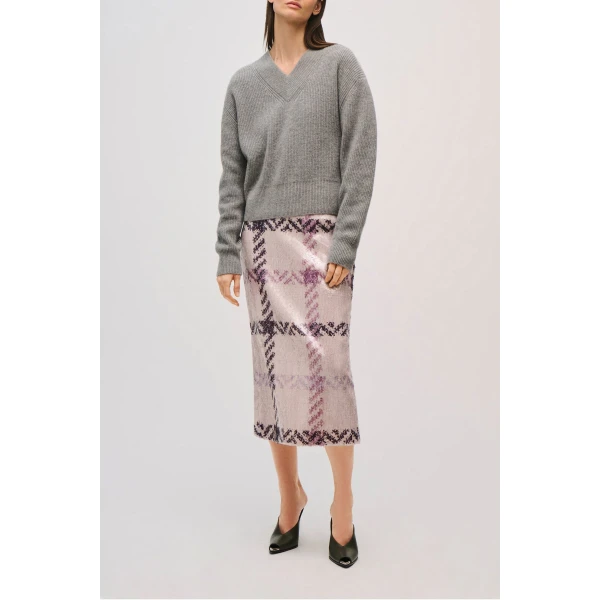 Brandon Maxwell Maris Sweater in Husky Grey Cashmere, view 3