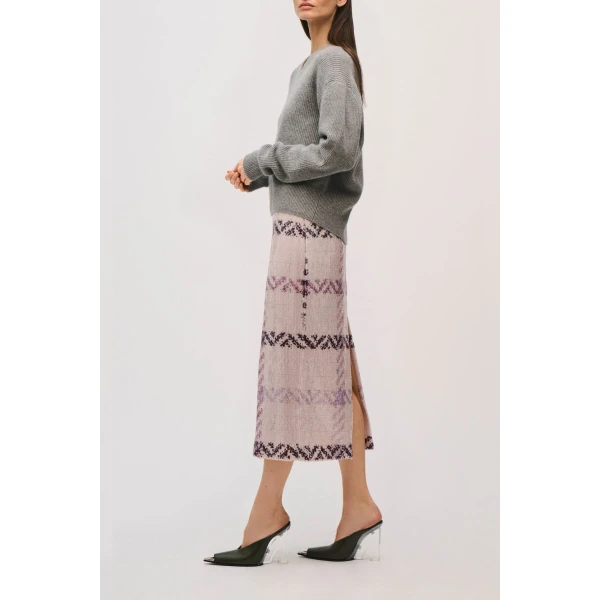Brandon Maxwell Maris Sweater in Husky Grey Cashmere, view 4