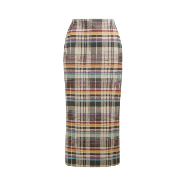 Brandon Maxwell Mercer Skirt in Multicolor Plaid