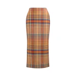 Brandon Maxwell Mercer Skirt in Orange Plaid