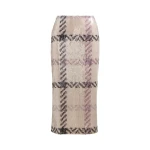 Brandon Maxwell Mercer Skirt in Pailette Windowpane Plaid