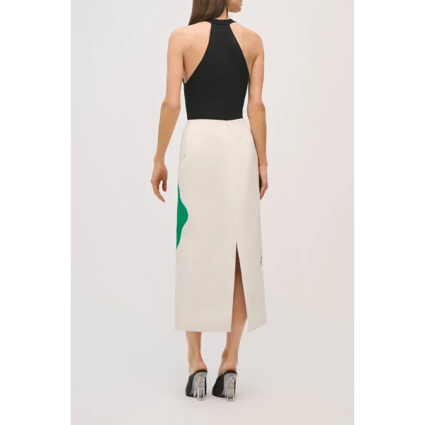 Brandon Maxwell Mercer Skirt in Tiger Graphic, view 5