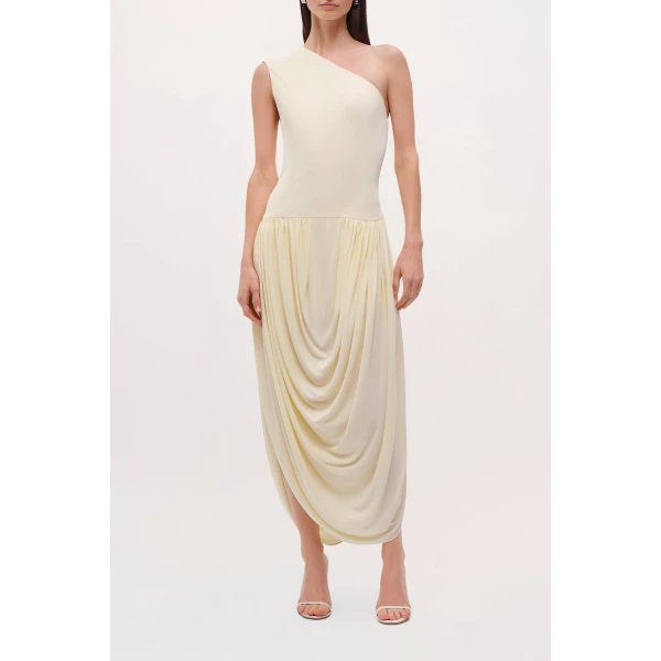 Brandon Maxwell Mila Dress in Butter Yellow, view 3
