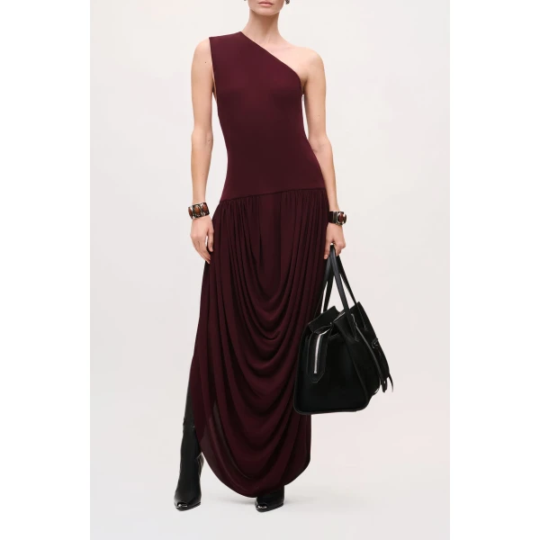 Brandon Maxwell Mila Dress in Merlot, view 2