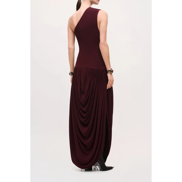 Brandon Maxwell Mila Dress in Merlot, view 3