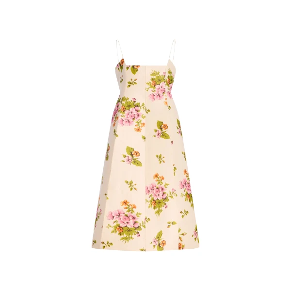 Brandon Maxwell Morena Dress in Light Pink Floral