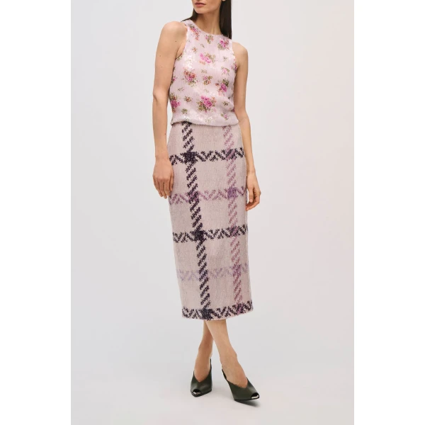 Brandon Maxwell Noemi Top in Pailette Blush Floral, view 2