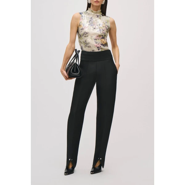 Brandon Maxwell Piper Top in Pailette Green Floral, view 2
