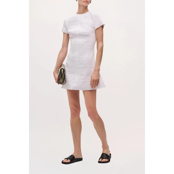 Brandon Maxwell Ridley Mini Dress in White, view 2