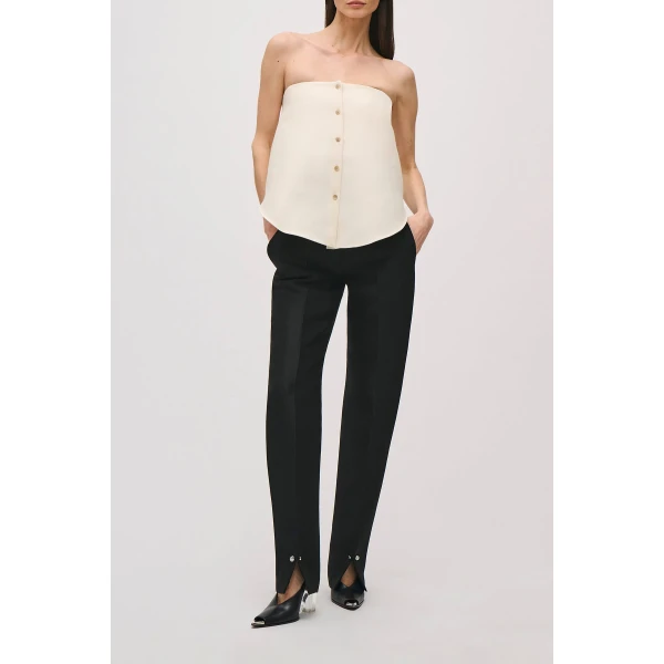 Brandon Maxwell Shea Top in Ivory, view 3