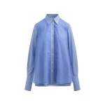 Brandon Maxwell Vaughn Shirt in Blue Herringbone