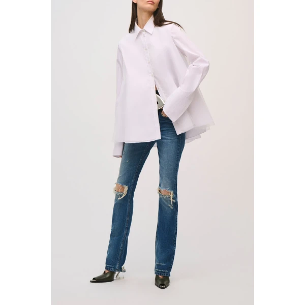 Brandon Maxwell Vaughn Shirt in White, view 2