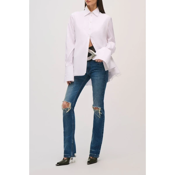 Brandon Maxwell Vaughn Shirt in White, view 3