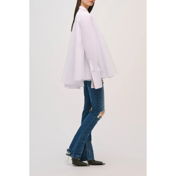 Brandon Maxwell Vaughn Shirt in White, view 4