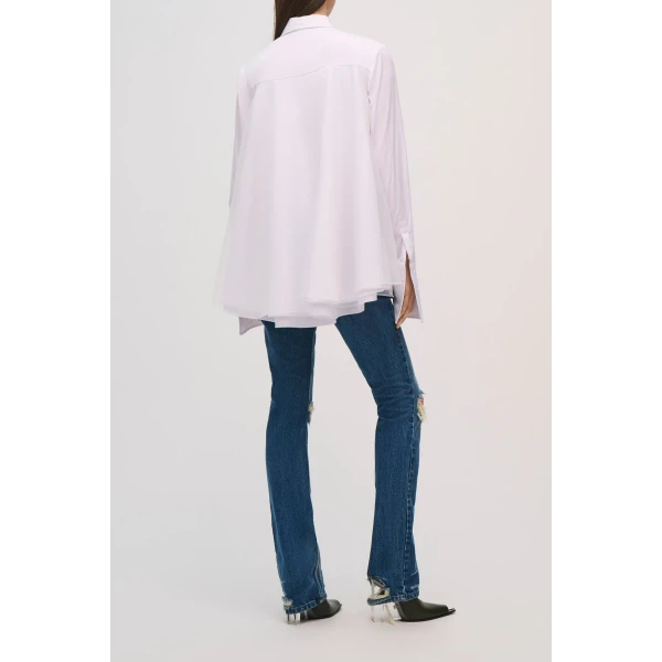 Brandon Maxwell Vaughn Shirt in White, view 5