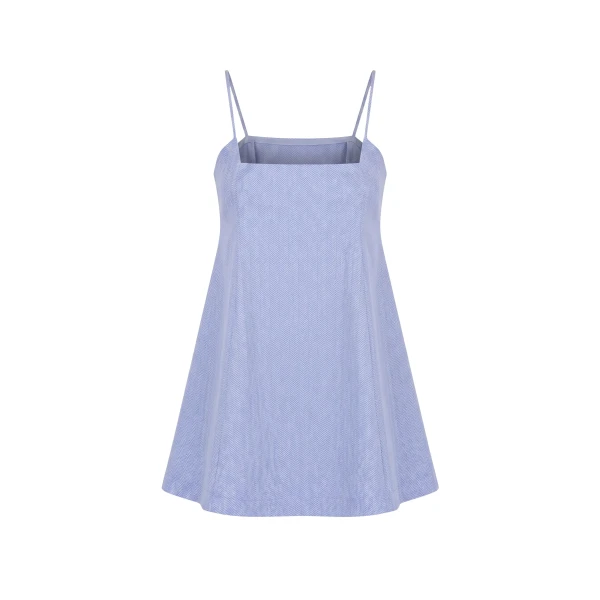 Brandon Maxwell Zinnia Dress in Blue Herringbone