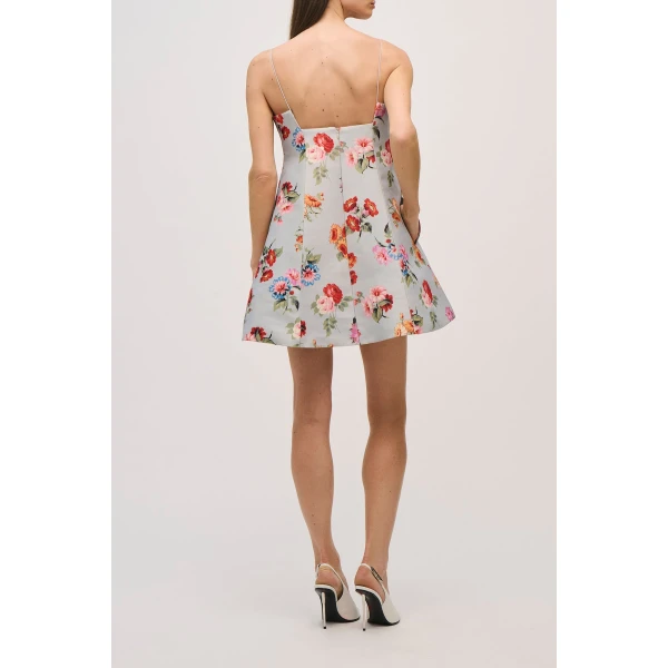 Brandon Maxwell Zinnia Dress in Light Blue Floral, view 5