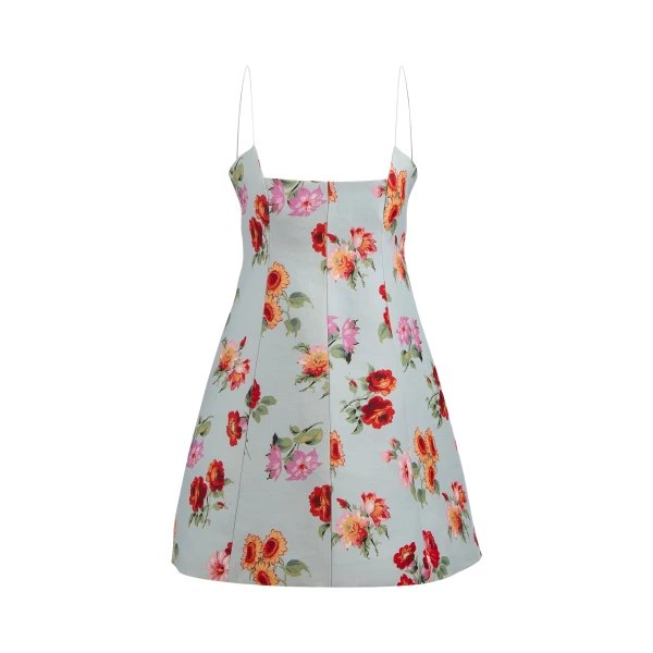 Brandon Maxwell Zinnia Dress in Light Blue Floral